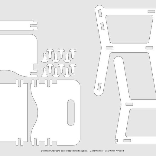 Download free STL file Doll High Chair [cnc-style wedged mortise joints ...