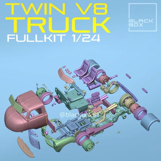 E0A.jpg TWIN V8 TRUCK FULL MODELKIT 1-24th