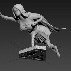 s2.jpg Free STL file Supergirl flying with stand・3D printing template to download