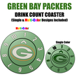 000-DESIGNS.png Sous-verre de comptage de boissons des Green Bay Packers (uni et multicolore)