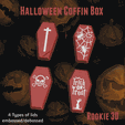 4 Tupes of lids embossed/debossed Halloween Coffin Box