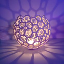 Picsart_23-03-18_13-10-33-125.jpg Archivo STL Portavelas esfera voronoi. Portavelas en forma de jarrón celular.・Diseño de impresora 3D para descargar