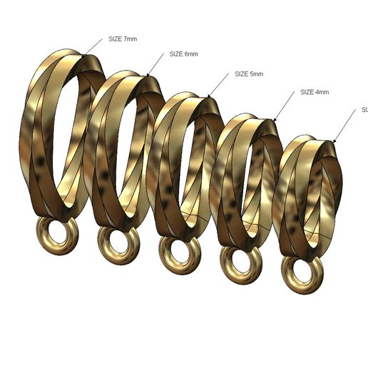 Mirrored square wire simple twisted bail with loop 3D print model 3D model