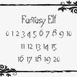 Dark Elf Fantasy Elf Font Picture.jpg Polyset Dice (Sharp Edges) - Fantasy Elf Font - D4, D4 Droplet Crystal, D6, D8, D10, D12, D% Horizontal, D20