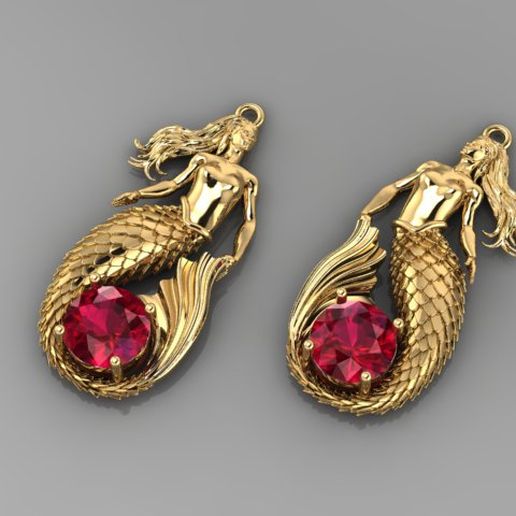 Mermaid Earring 3D model