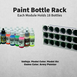Vallejo-Paint-Bottle-Rack-Cover-Sheet.png Modular Paint Bottle Rack for Vallejo, Model Color, Model Air, Game Color, Army Painter and or any Paint Bottle that is 25mm in diameter. paint bottle,organization, model paint, art tool, paint organizer, storage, airbrush, desk organizer, wall rack