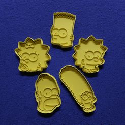 set-simpsons.jpg 3D file The Simpsons heads Cookie Cutter x 5・3D printing template to download