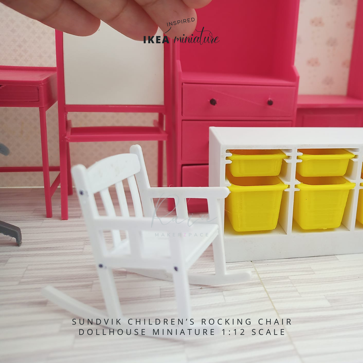 SUNDVIK CHILDREN’S ROCKING CHAIR DOLLHOUSE MINIATURE 1:12 SCALE STL file Miniature Rocking Chair Miniature Furniture for 1:12 Dollhouse・Model to download and 3D print, RAIN