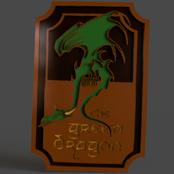 1.png Enseigne murale du Seigneur des Anneaux Le Dragon Vert
