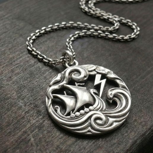 Viking Longship Storm Pendant