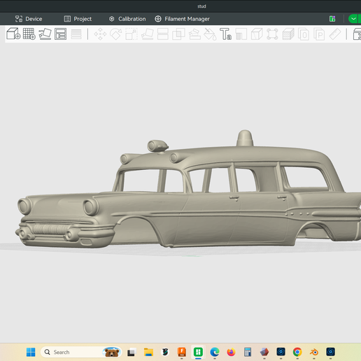 1957 Pontiac  Ambulance 1/24 scale model one piece hollow shell body, scalable to size needed, resin, fdm, 3d print, stl file