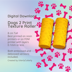 Cover-7.png Dog 2 Texture Roller, Animal Paw Print Digital File- STL - Embossed and Debossed included