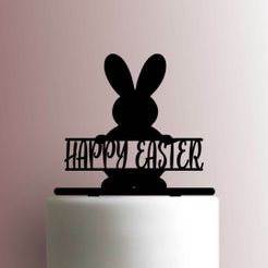 JB_Happy-Easter-Bunny-225-A751-Cake-Topper.jpg Archivo STL TOPPER HAPPY EASTER・Diseño de impresora 3D para descargar