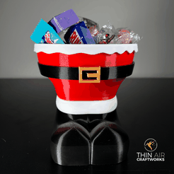 Christmas-Candy-Bowl-Filled-min.png STL file Santa Legs Christmas Candy Bowl (Support Free)・3D printer model to download