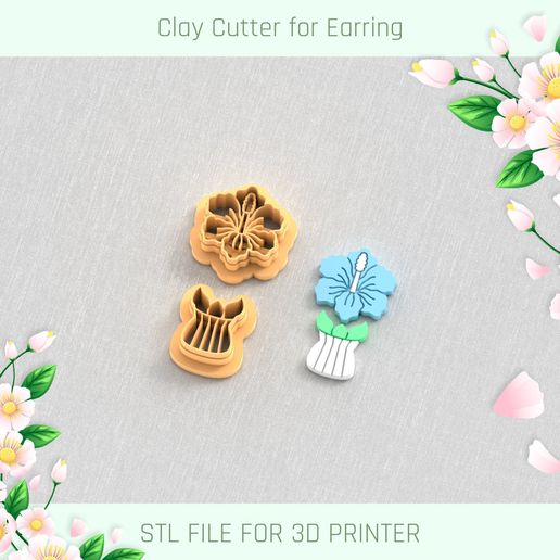 Hibiscus with Pot Clay Cutter