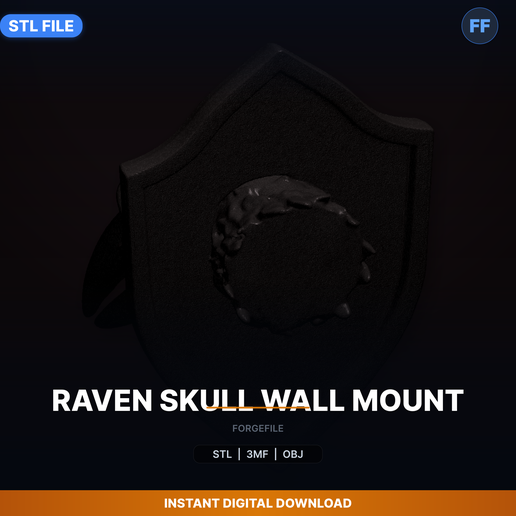 Raven Skull Wall Mount - 3D Printable STL File