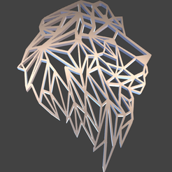 Low-Poly-Lion-2D.png STL file Low Poly 2D Wall Art majestic lion・3D printing model to download