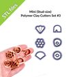 etsy-view1.jpg Mini Polymer Clay Cutters, six shapes 0.6" (15mm) perfect for studs, donut, flower, shell, Set #3