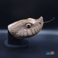 STL-00004-Heterodon.jpg Hook-nosed snake- Heterodon nasicus- head model-3D- STL print file- high polygon, incl. tongue (magnet attachment), base + wall mount