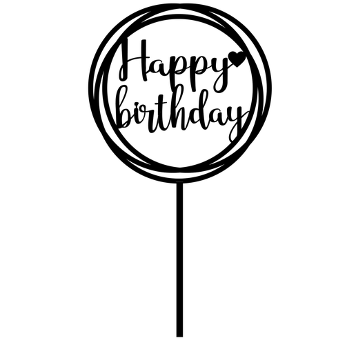 Cake topper Happy Birthday in Cirkels with hearts 3D model