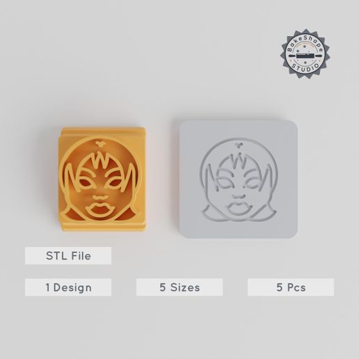 👧 Demon Girl Stamp Tile Set, 5 Motif Sizes for Clay, Cookies & Fondant ...