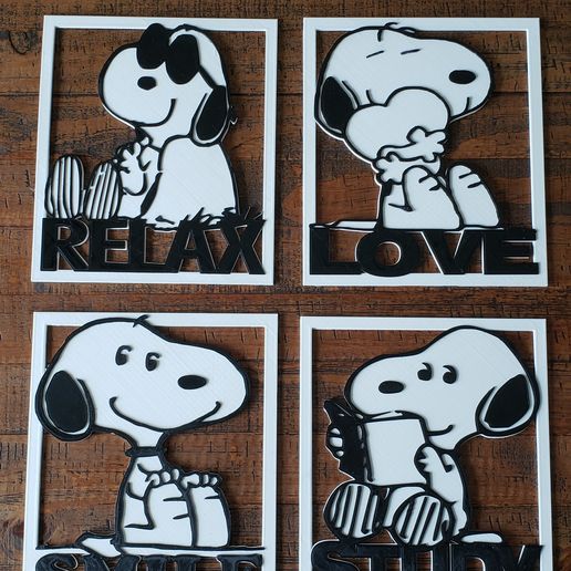 SNOOPY/スヌーピー/3Dデコアート/絵画/インテリア/飾り 🎨 Snoopy decorative frames・ STL File for ・Cults