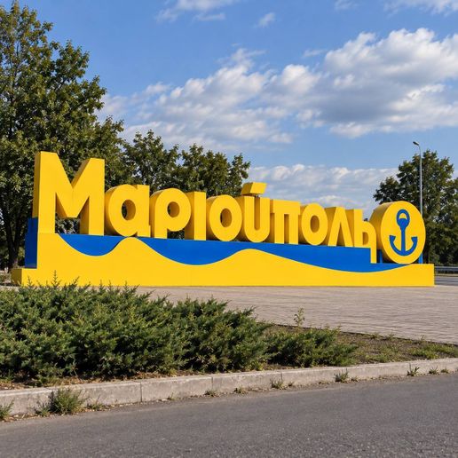 Стела Мариуполя Μαριούπολη  Греческое название города  Въездной знак
