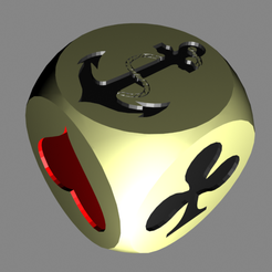 CrownAnchor1.png Download OBJ file Crown and Anchor die, dice, D6 • Object to 3D print, DoctorBenedikt