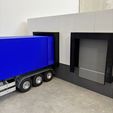 Warehouse-with-loading-dock-with-trailer-1.jpg Modular Warehouse with Loading Dock – Motorized Door & Adjustable Ramp - 1:14 Scale