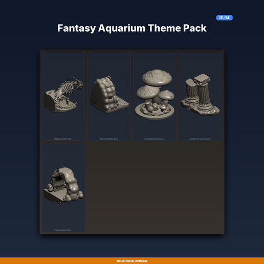 Fantasy Aquarium Theme Pack - 5-Model STL Bundle