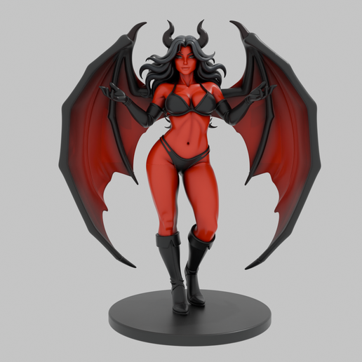 Red Fantasy Demoness Figurine — 3D Printable STL Model 3D model