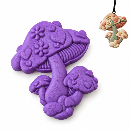 Freshie 3D Heart Daisy Mushroom Cluster STL Mold Housing for Silicone & Resin
