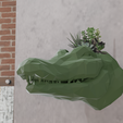 crocodile-head-wall-mount-planter-low-poly-1.png crocodile head wall mount low poly planter STL 3d print file