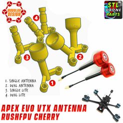 rushfpv-cherry-ufl-apex-evo-1.jpg IMPULSERC APEX EVO 5,6,7 VTX MOUNT RushFPV Cherry Antenna V1 / Caddx Vista