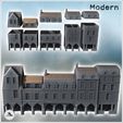 2.jpg Set of modern multi-story buildings with colonnade passage and baroque tiled roofs (8) - Modern WW2 WW1 World War Diaroma Wargaming RPG Mini Hobby