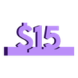 15 Dollar.STL Display Price Blocks - USD Currency