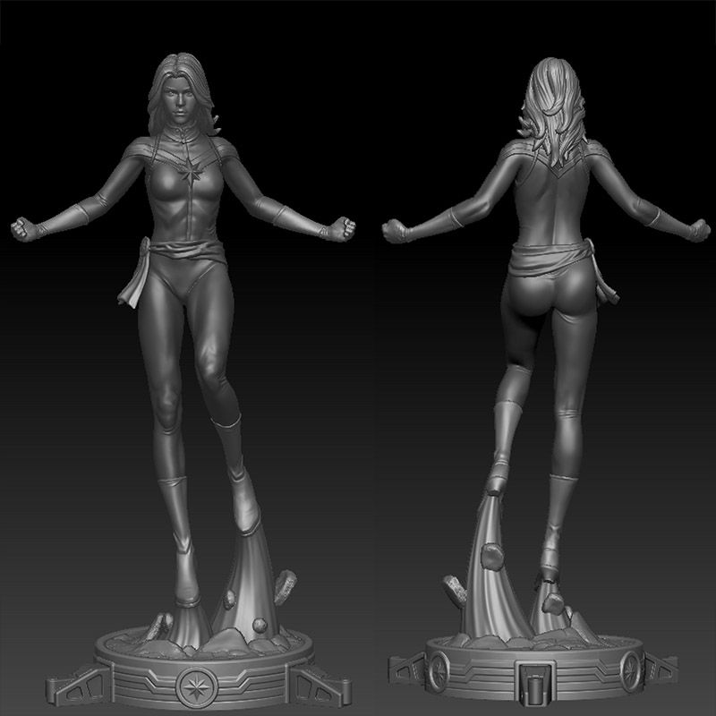 ZbrushViews.jpg Free 3D file Captain Marvel 6th Scale Figurine/statue (FDM friendly)・3D printing template to download, lindenergames