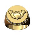 Diamond-halo-sides-18mm-round-Claddagh-heart-Chunky-signet-ring-size9-02.jpg Diamond halo Claddagh heart crown round signet ring size 9 3D print model