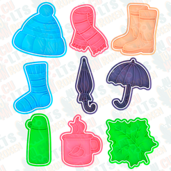 Autumn-elements-cookie-cutter-set-of-9.png 3D file Autumn elements cookie cutter set of 9 *・3D print model to download