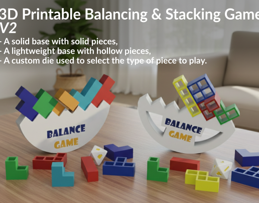 3D Printable Balancing & Stacking Game V2