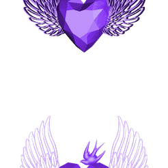 Corazón de diamantes con alas de ángel y golondrina, Corazón de alma gemela, Regalo de amor y amistad, Regalo de San Valentín, Amor divino, libertad