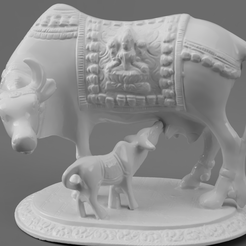 F019.Nandi_With_Calf_SQ2_2020-Nov-15_07-01-52AM-000_CustomizedView19009872028.png Download free STL file Sacred Cow with Calf • 3D printable template, Making_Gods_of_India
