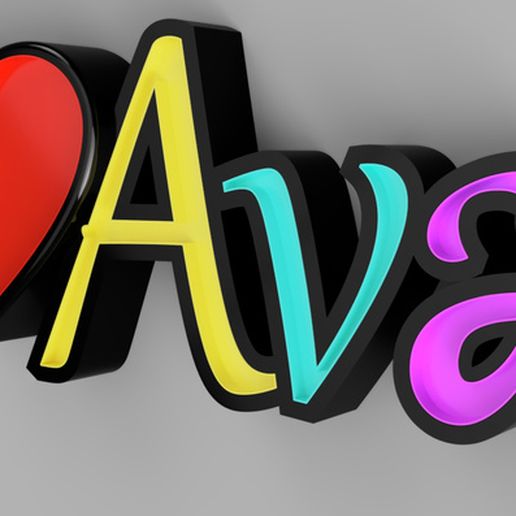 Download free STL file 3D Font LED glowing Name Ava • 3D printer