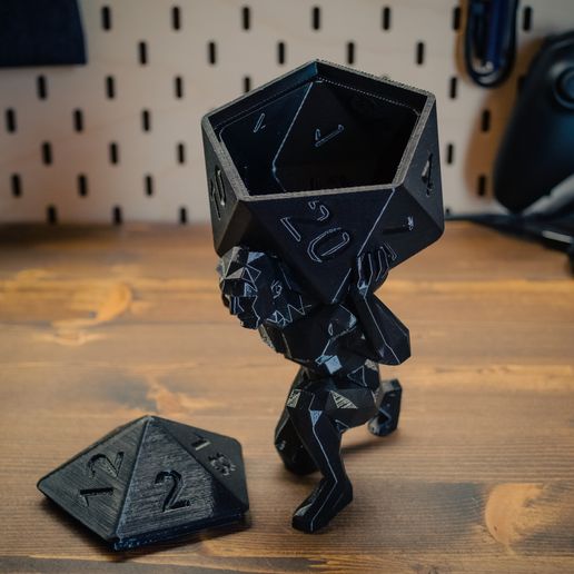 🗿 Low-Poly D20 Atlas with Container DnD・ STL File for 3D printing・Cults