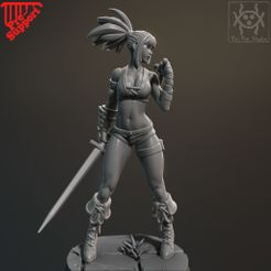Render01.jpg Файл 3D Pin up - Dual sword fighter・Модель 3D-принтера для загрузки