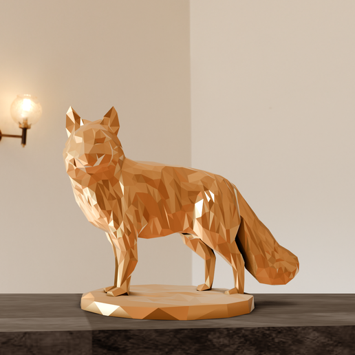 STL file fox low poly statue stl 🦊 ・Model to download and 3D print・Cults
