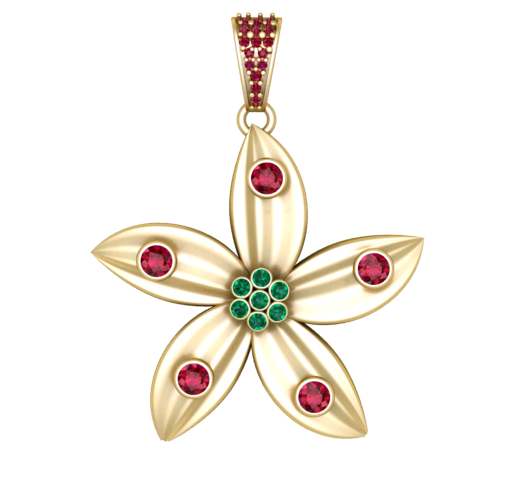 Exquisite Five-Petal Jasmine Flower Pendant – 3D Printable Jewelry CAD Model