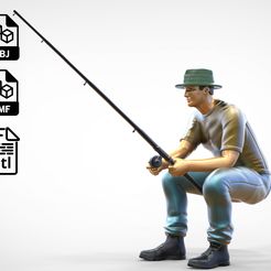 Fisher.1E.jpg STL file N1 Sitting Fisher with fishing rod 3D print model・3D printer design to download