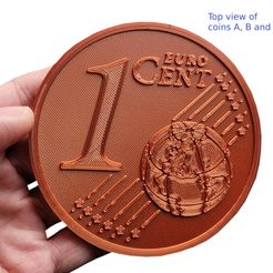 Euro_1_cent_A_top_with_text_V1.jpg Free STL file Coin coaster Euro 1 cent・3D print model to download