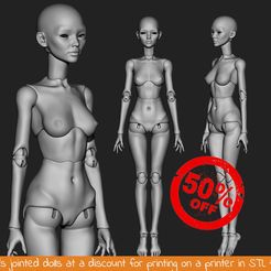 image-12.jpeg Sabrina - 3D model female bjd doll \ Female \ figurines \ articulated doll \ ooak \ 3d print \ character \ face